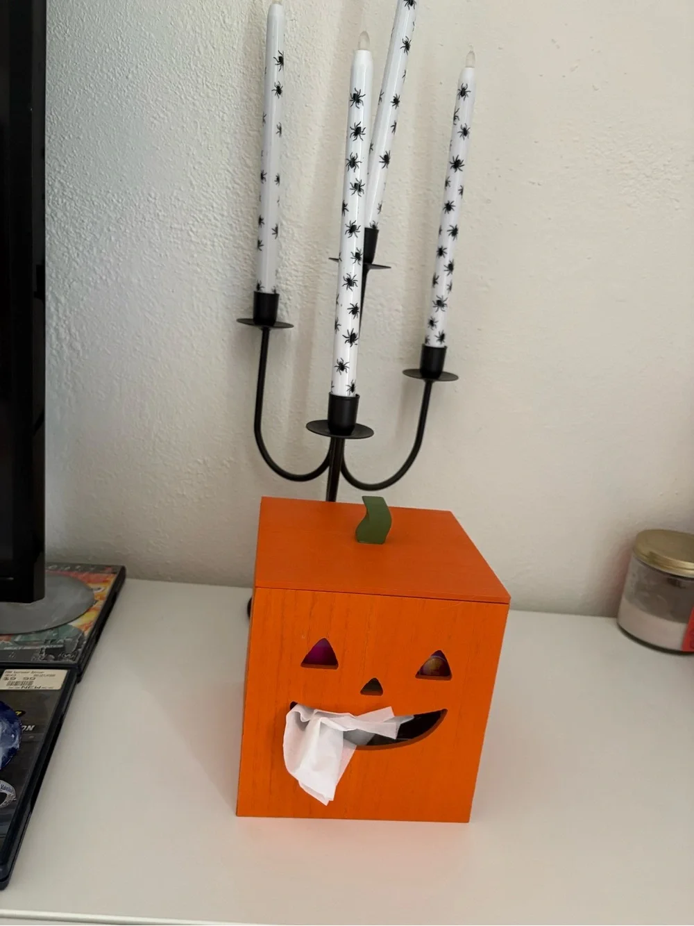 Target Bullseye Playground Wood Tissue Holder Box JackOLantern Pumpkin Halloween